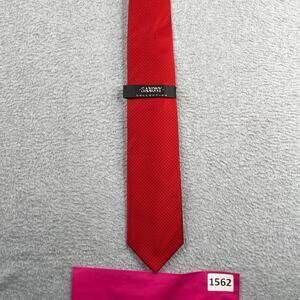 Saxony Collection Necktie Red Back Dots Silk New Tie